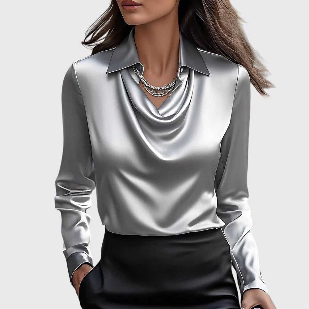 Sylvie™ | Satijnen Elegantie Geplooide Blouse