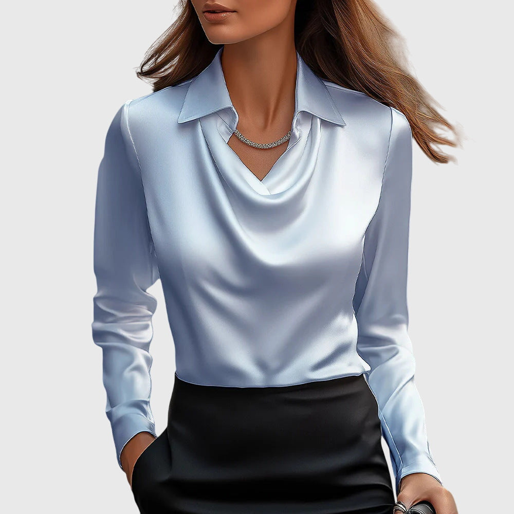 Sylvie™ | Satijnen Elegantie Geplooide Blouse
