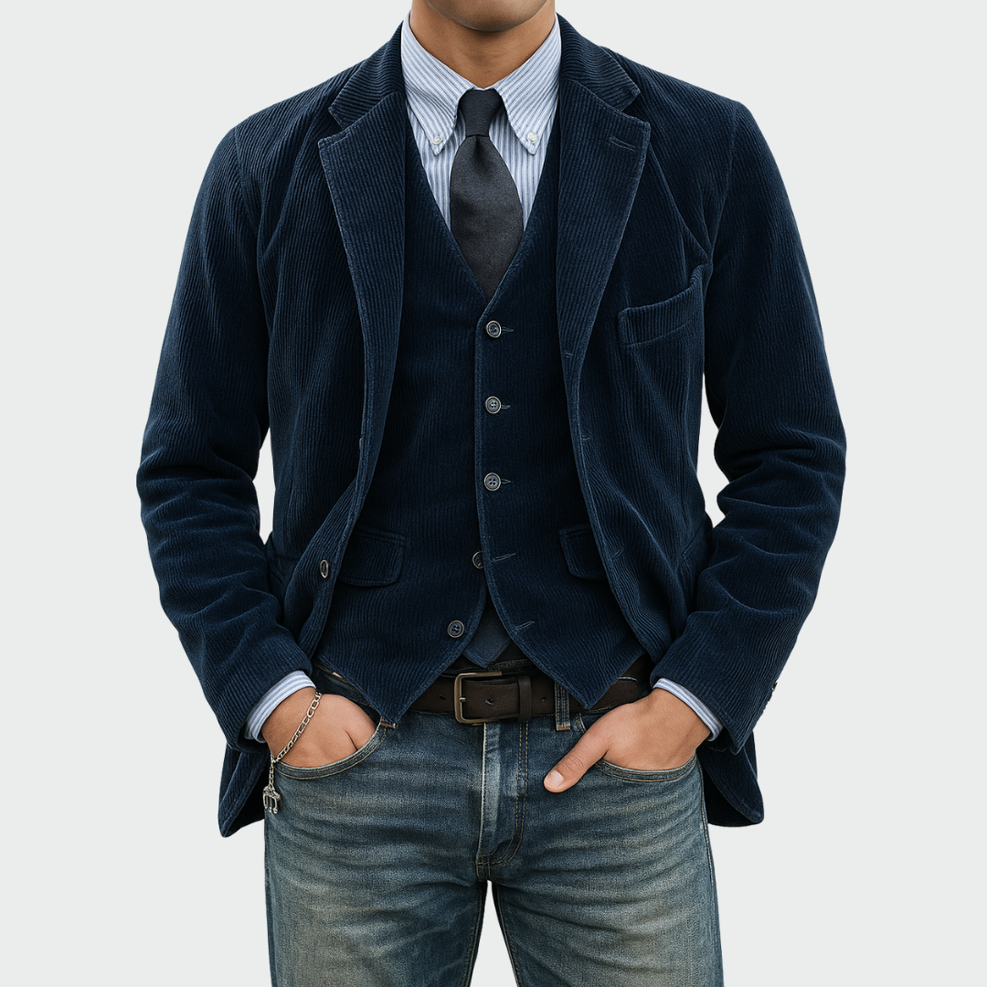 Thomas | Verfijnde Fluwelen Blazer & Gilet Set