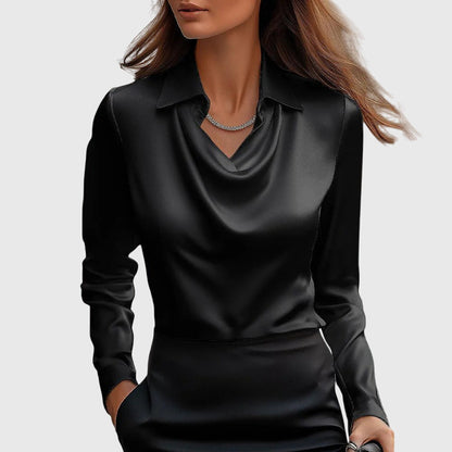 Sylvie™ | Satijnen Elegantie Geplooide Blouse