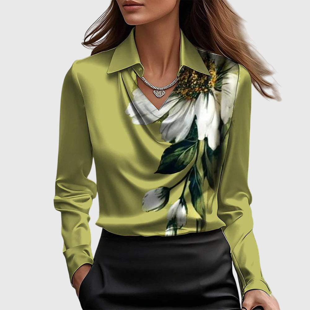 Sylvie™ | Satijnen Elegantie Geplooide Blouse