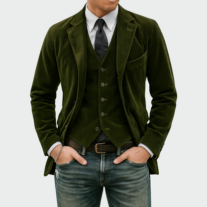 Thomas | Verfijnde Fluwelen Blazer & Gilet Set